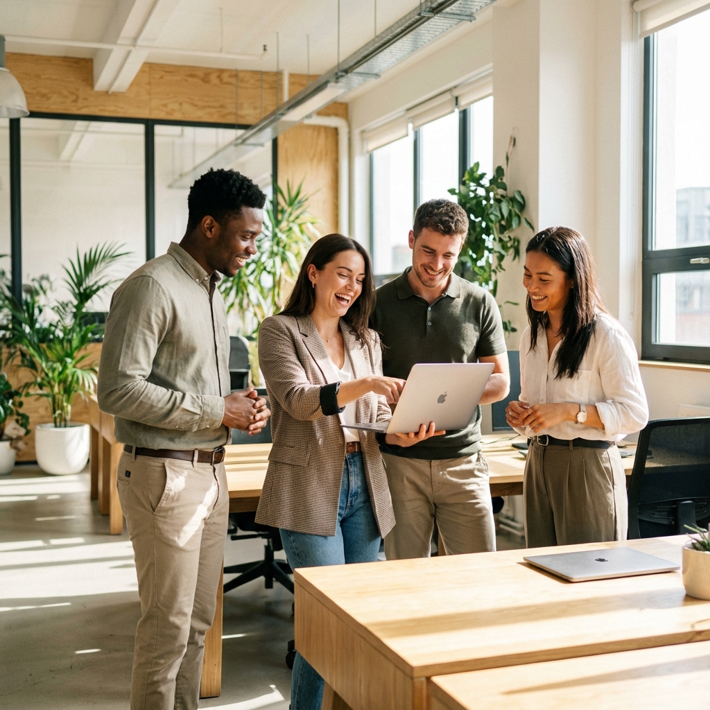 Tech team working in a modern office